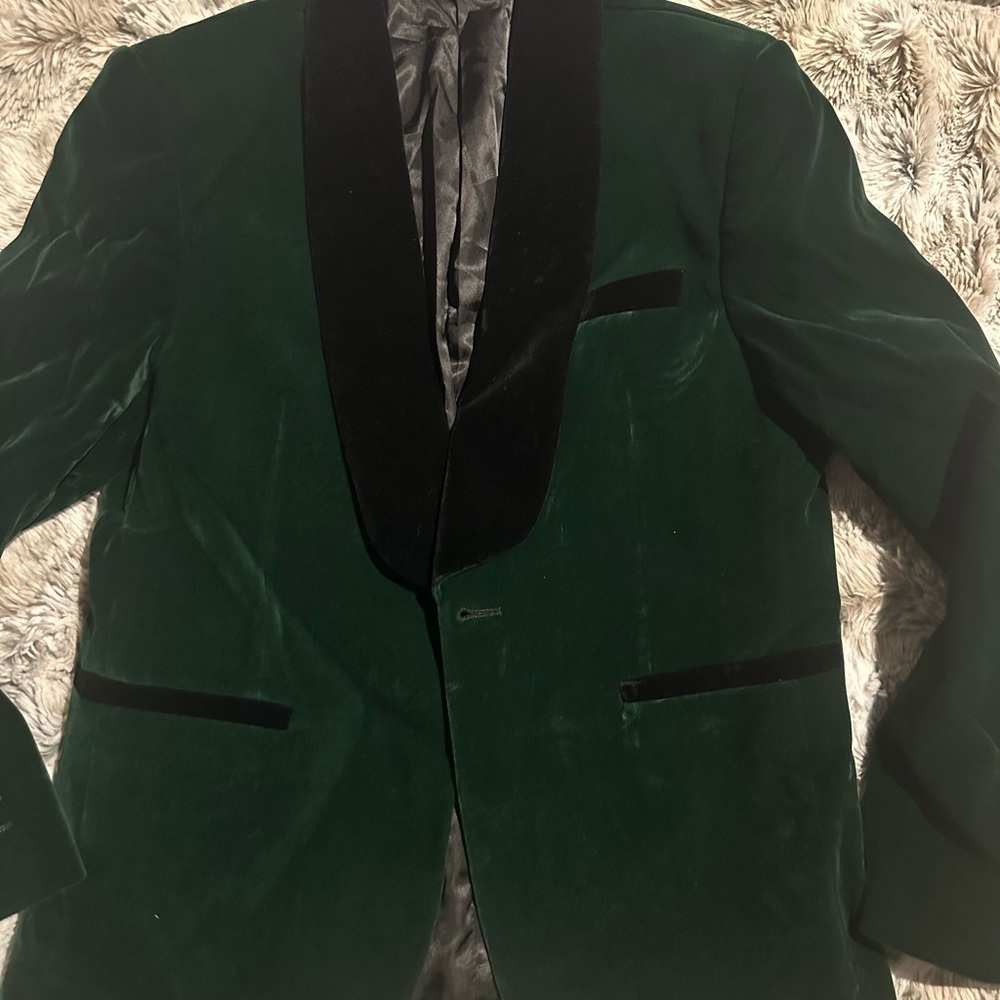 Source Unknown Green Velvet Kids Blazer